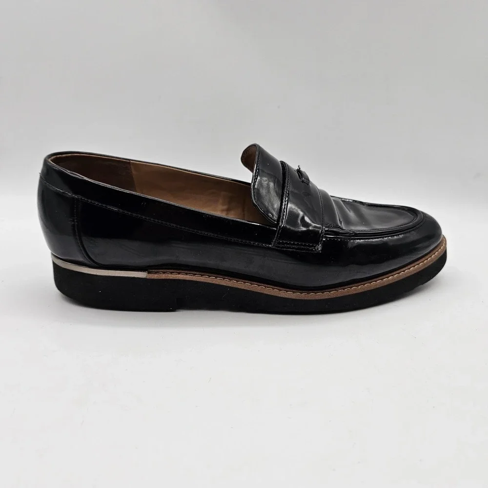 Franco Sarto Camden Shoes Womens Size 9.5 Black‎ Patent Loafer Flats Comfort